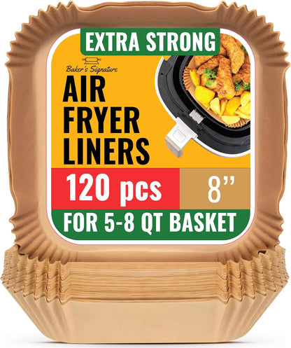 Air Fryer Paper Liners - 120 Pcs Non-Stick Disposable Liners, 8" for 5-8 Qt Basket