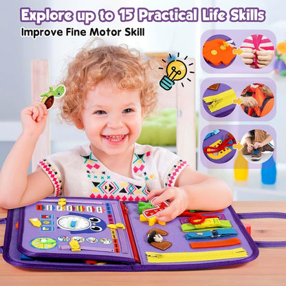 Busy Book for Toddlers 1-4 - Montessori Learning & Travel Activity Toy