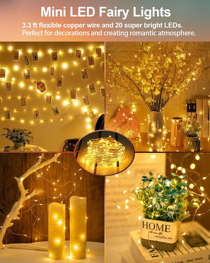 20 Pack Fairy Lights 3.3ft - Battery Operated Mini LED String Lights