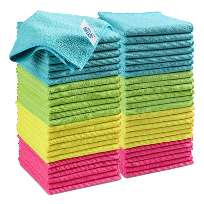 12-Pack Microfiber Cleaning Cloths - Assorted Colors, 11.5"x11.5"