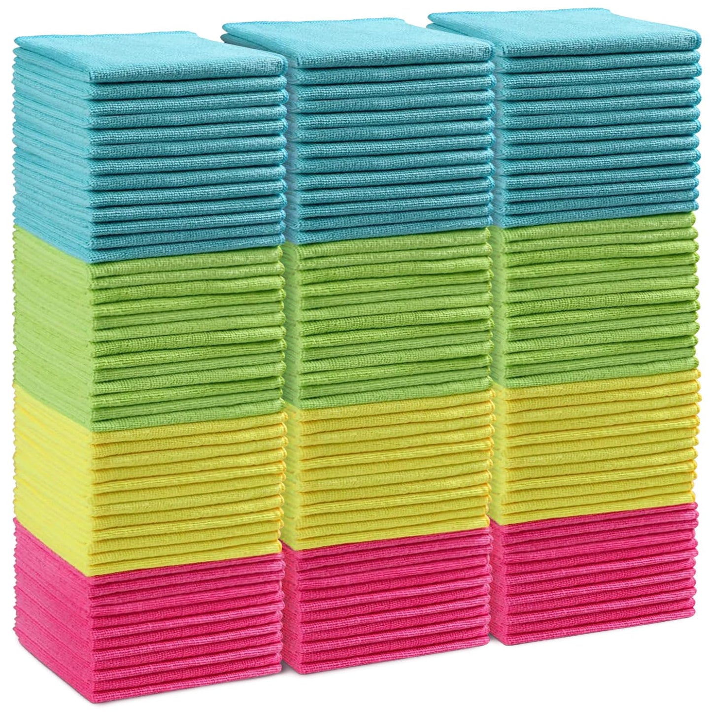 12-Pack Microfiber Cleaning Cloths - Assorted Colors, 11.5"x11.5"