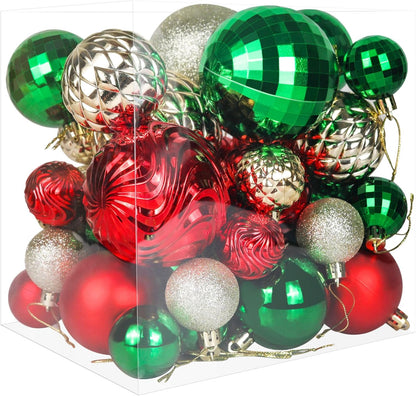 36 PCS Shatterproof Christmas Ball Ornaments - Red, Green, Gold Multi-Size