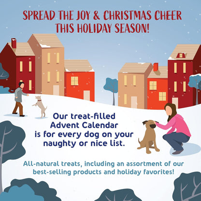 Dog Advent Calendar - 24 Chewy Treats for All Breeds, Holiday Fun