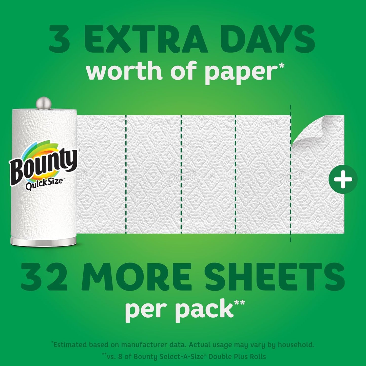 Quick Size Paper Towels - 8 Family Rolls, Equivalent to 20 Regular Rolls