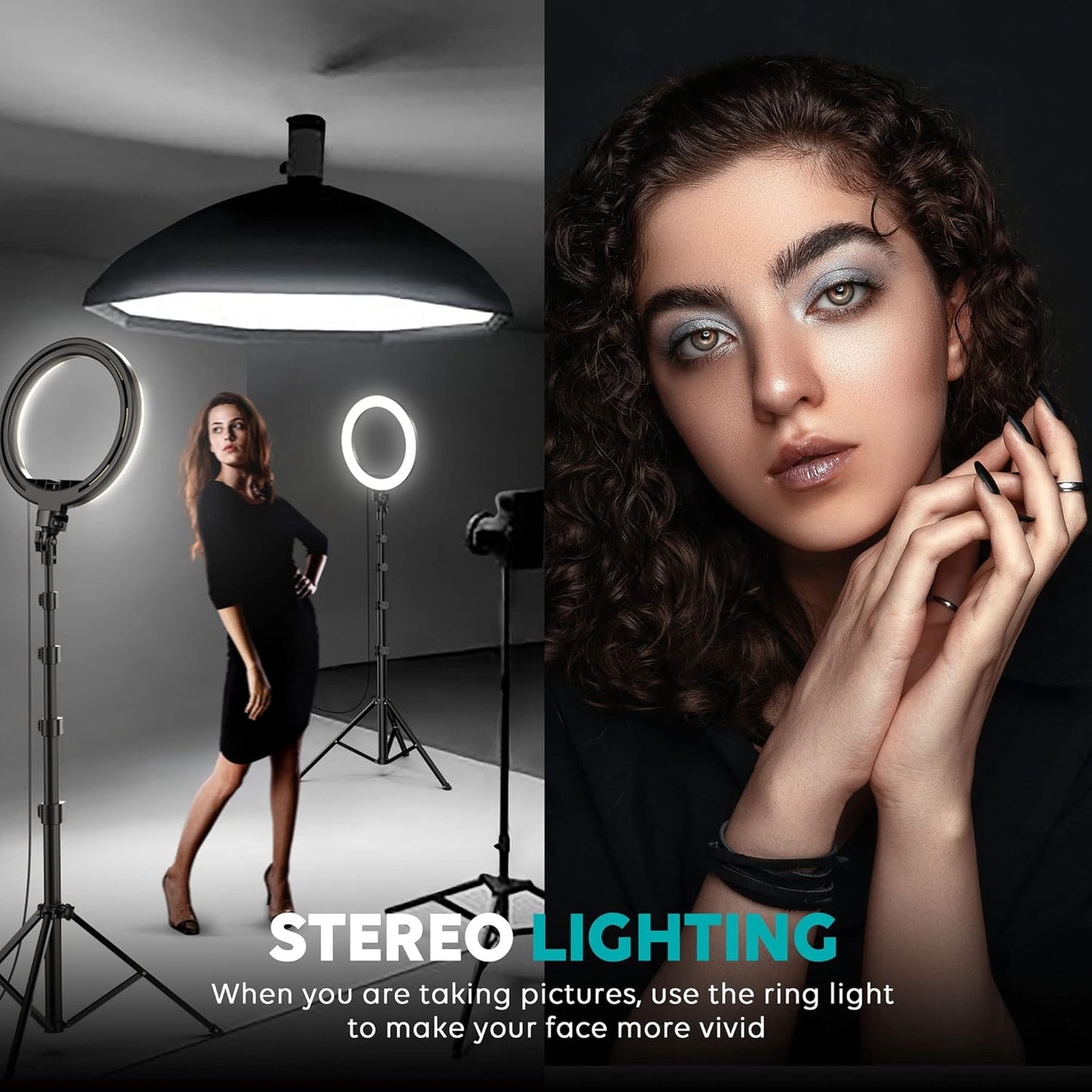 Selfie Ring Light with Tripod Stand - 72" Tall, 38 Color Modes for YouTube & TikTok