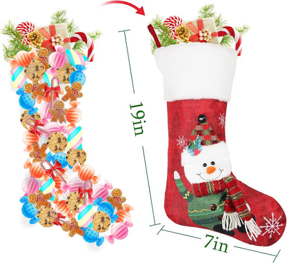 4 Pack Christmas Stockings 19" - Santa, Reindeer, Snowman, Penguin